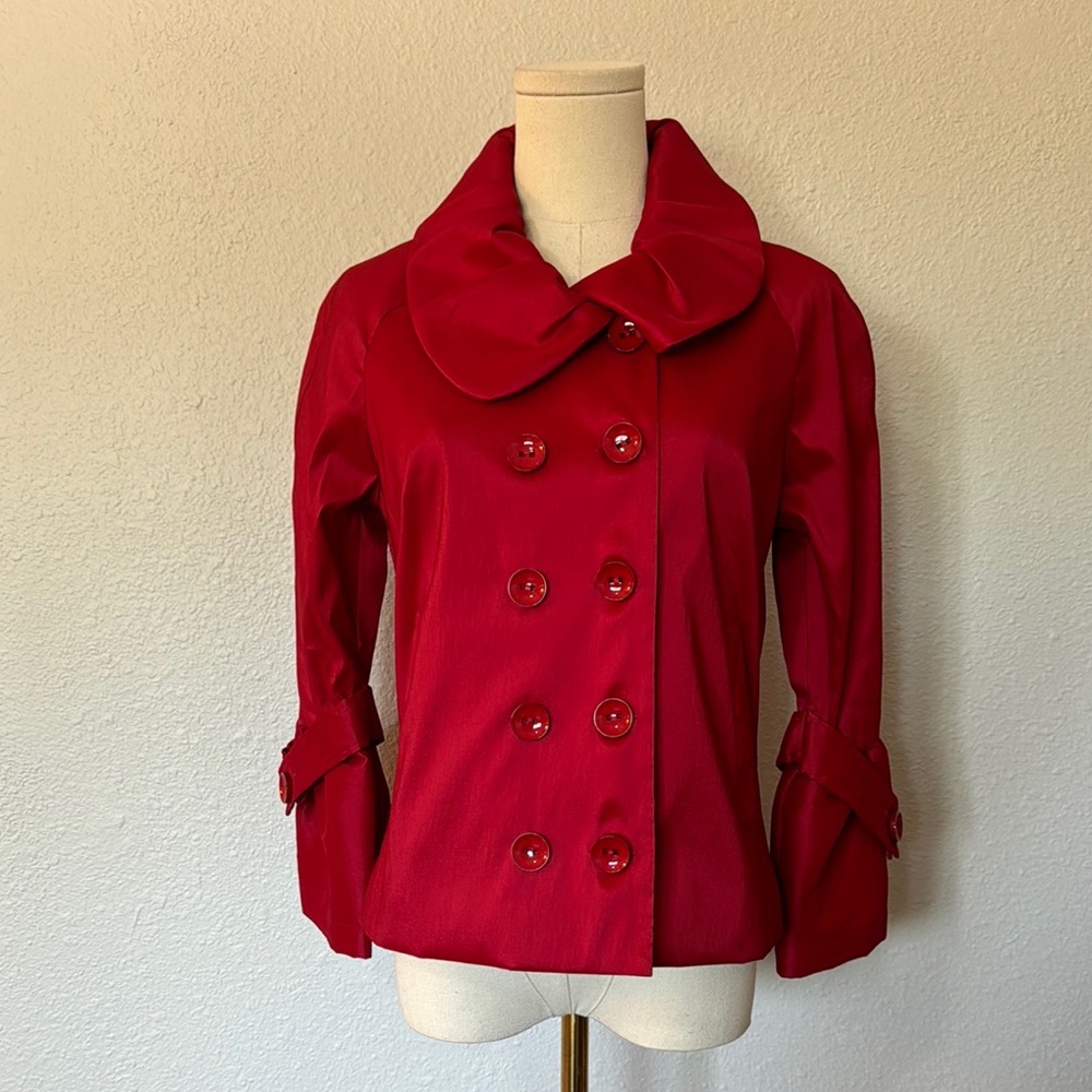 NWOT Erin Paige Y2K Lightweight Red Double-Breasted Jacket size Small